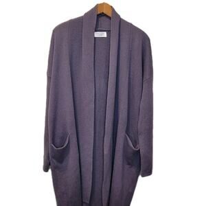 Toast Womens Wool Cashmere Purple Long Open Cardigan Sweater Small Pockets